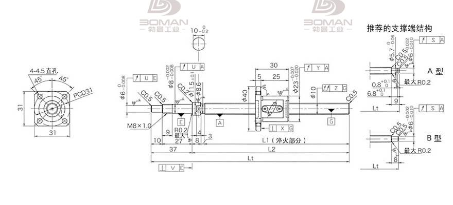 KURODA GP1002DS-EAFR-0320B-C3S 黑田丝杆c5精度